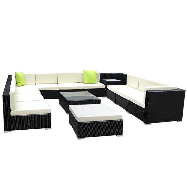 Gardeon 13PC Sofa Set with Storage Cover Outdoor Furniture Wicker Deals499