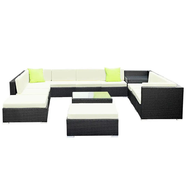 Gardeon 13PC Sofa Set with Storage Cover Outdoor Furniture Wicker Deals499