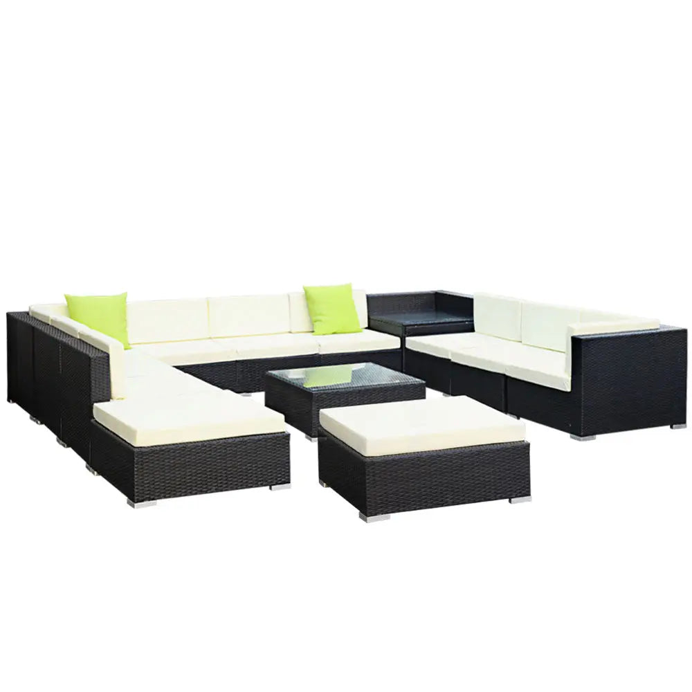 Gardeon 13PC Sofa Set with Storage Cover Outdoor Furniture Wicker Deals499