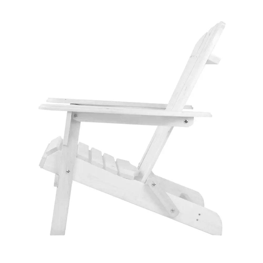 Gardeon 3 Piece Outdoor Adirondack Beach Chair and Table Set - White Deals499