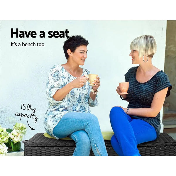 Gardeon 320L Outdoor Wicker Storage Box - Black Deals499