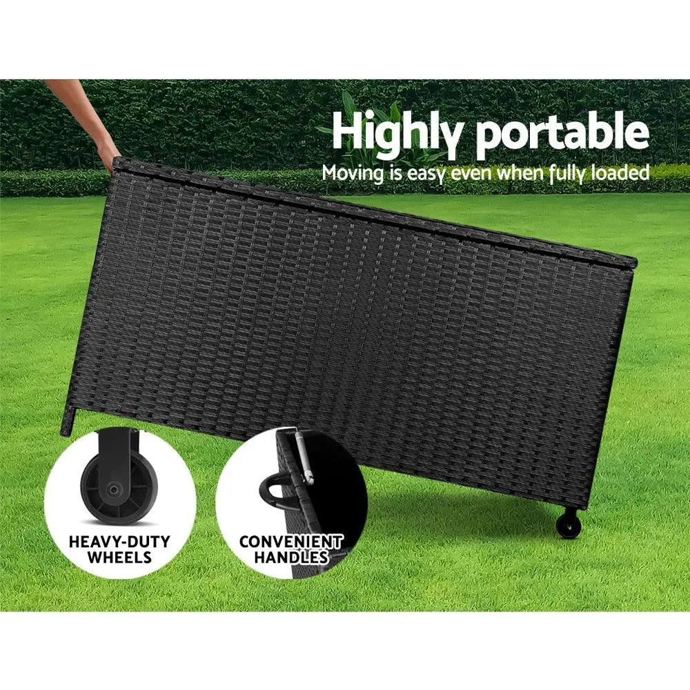 Gardeon 320L Outdoor Wicker Storage Box - Black Deals499