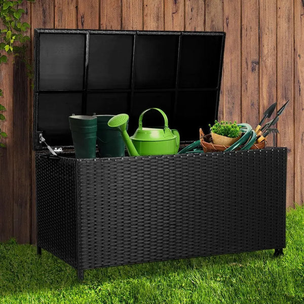 Gardeon 320L Outdoor Wicker Storage Box - Black Deals499