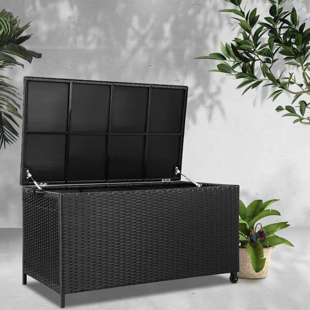 Gardeon 320L Outdoor Wicker Storage Box - Black Deals499