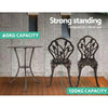 Gardeon 3PC Outdoor Setting Cast Aluminium Bistro Table Chair Patio Bronze Deals499