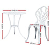 Gardeon 3PC Outdoor Setting Cast Aluminium Bistro Table Chair Patio White Deals499