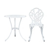 Gardeon 3PC Outdoor Setting Cast Aluminium Bistro Table Chair Patio White Deals499