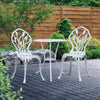 Gardeon 3PC Outdoor Setting Cast Aluminium Bistro Table Chair Patio White Deals499