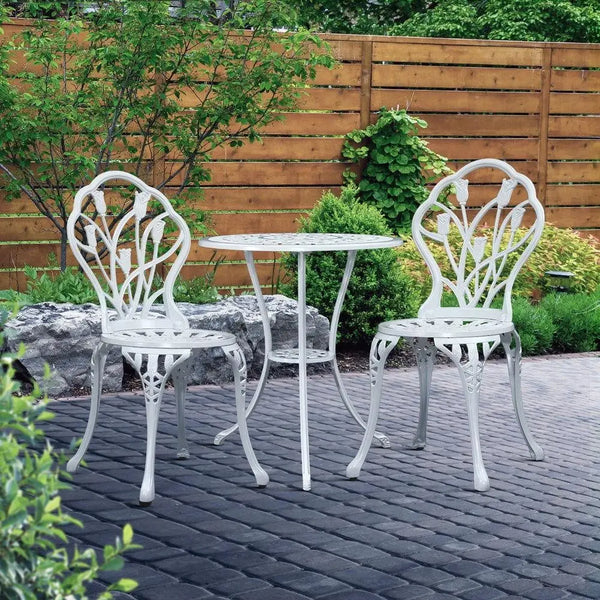 Gardeon 3PC Outdoor Setting Cast Aluminium Bistro Table Chair Patio White Deals499