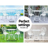 Gardeon 3PC Outdoor Setting Cast Aluminium Bistro Table Chair Patio White Deals499