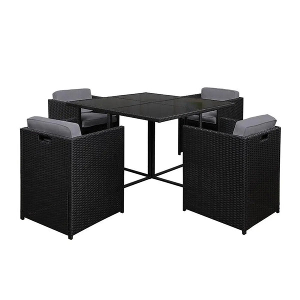 Gardeon 5 Piece Wicker Outdoor Dining Set - Black Deals499