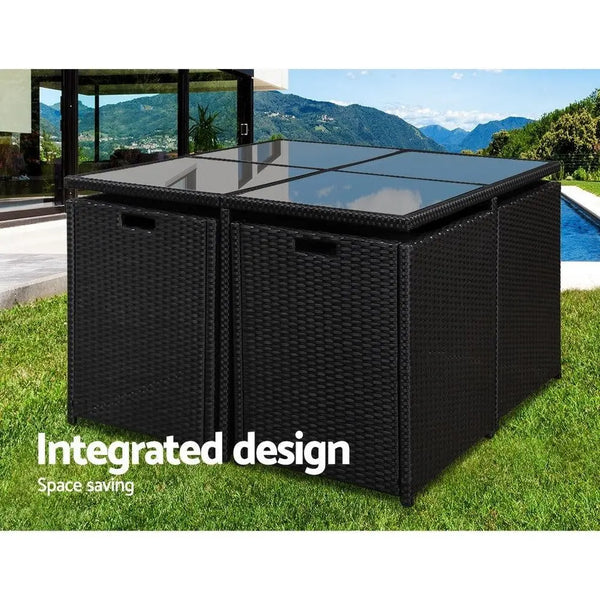 Gardeon 5 Piece Wicker Outdoor Dining Set - Black Deals499