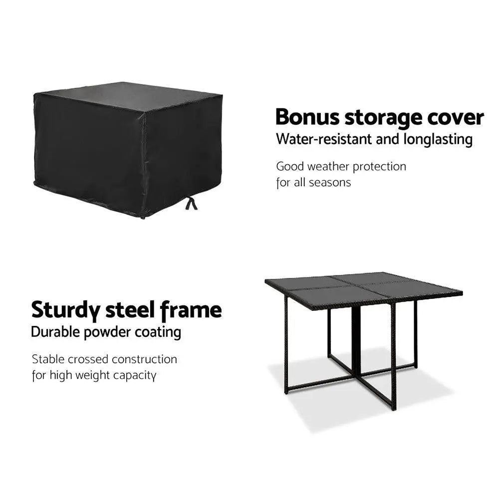 Gardeon 5 Piece Wicker Outdoor Dining Set - Black Deals499