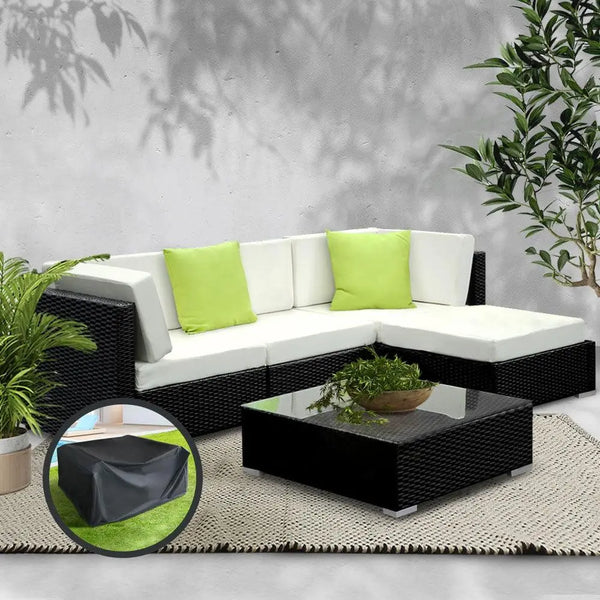Gardeon 5PC Sofa Set with Storage Cover Outdoor Furniture Wicker Deals499