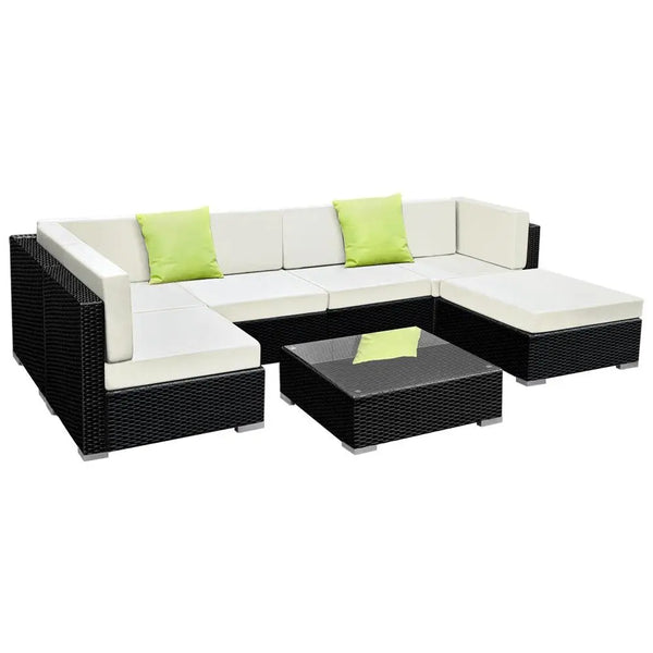 Gardeon 7PC Sofa Set with Storage Cover Outdoor Furniture Wicker Deals499