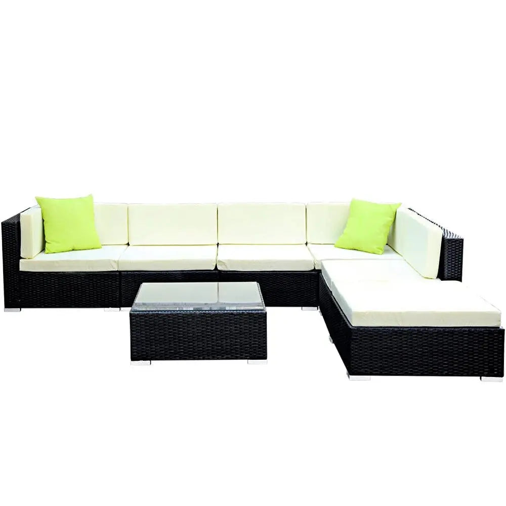 Gardeon 7PC Sofa Set with Storage Cover Outdoor Furniture Wicker Deals499