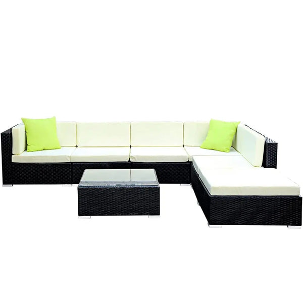 Gardeon 7PC Sofa Set with Storage Cover Outdoor Furniture Wicker Deals499