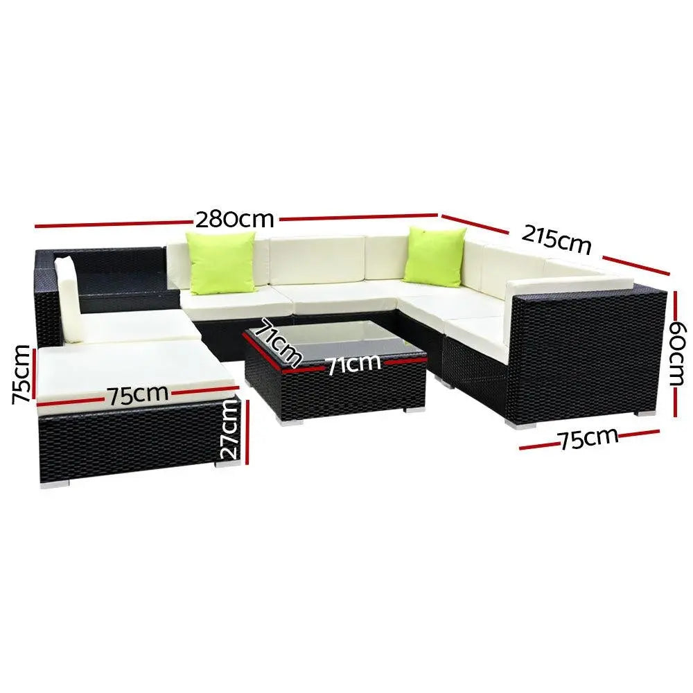 Gardeon 9PC Sofa Set with Storage Cover Outdoor Furniture Wicker Deals499