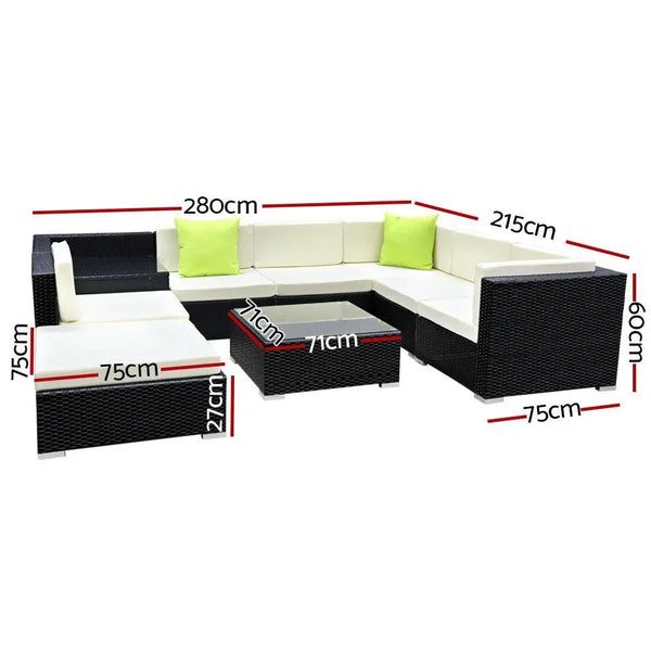 Gardeon 9PC Sofa Set with Storage Cover Outdoor Furniture Wicker Deals499