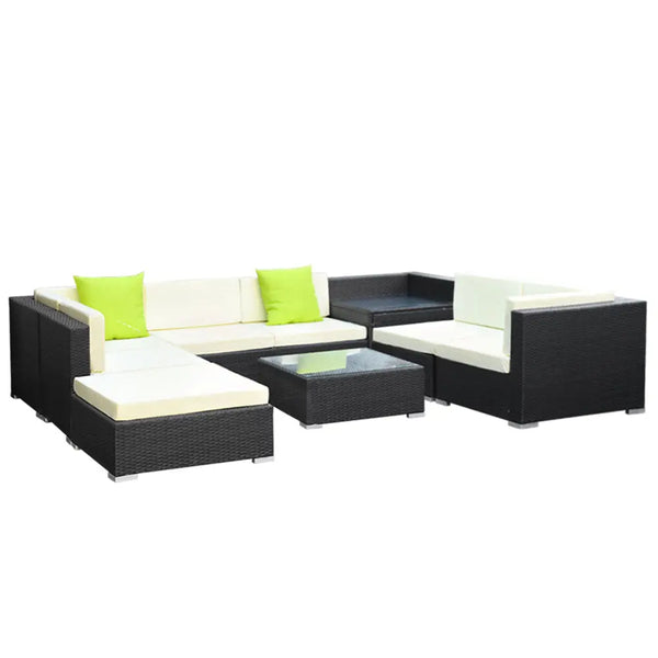 Gardeon 9PC Sofa Set with Storage Cover Outdoor Furniture Wicker Deals499