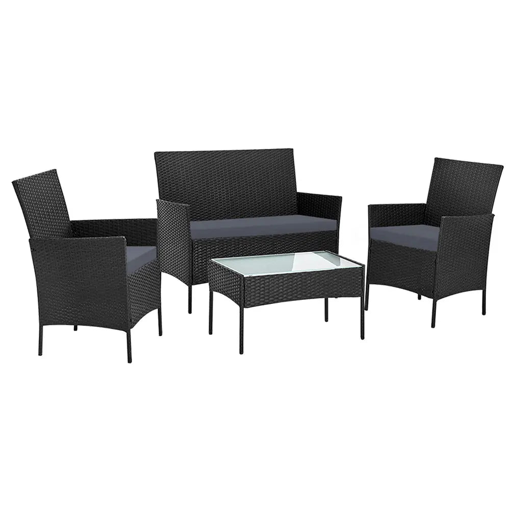 Gardeon Garden Furniture Outdoor Lounge Setting Wicker Sofa Patio Storage Cover Black Deals499