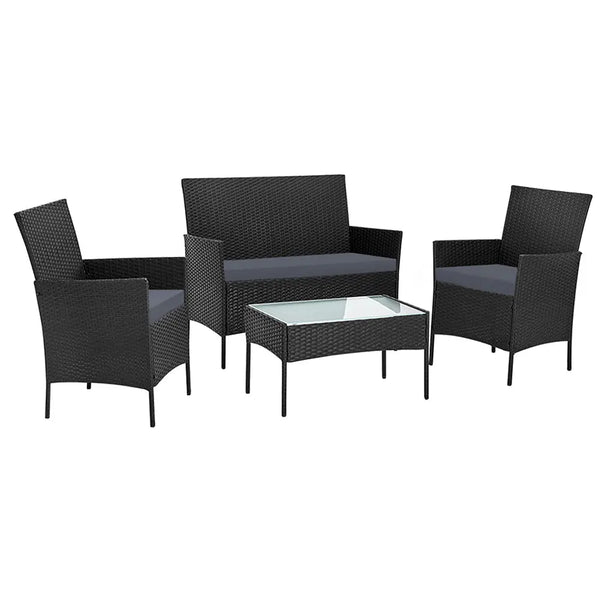 Gardeon Garden Furniture Outdoor Lounge Setting Wicker Sofa Patio Storage Cover Black Deals499
