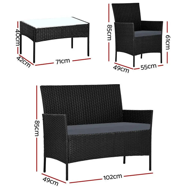 Gardeon Garden Furniture Outdoor Lounge Setting Wicker Sofa Patio Storage Cover Black Deals499