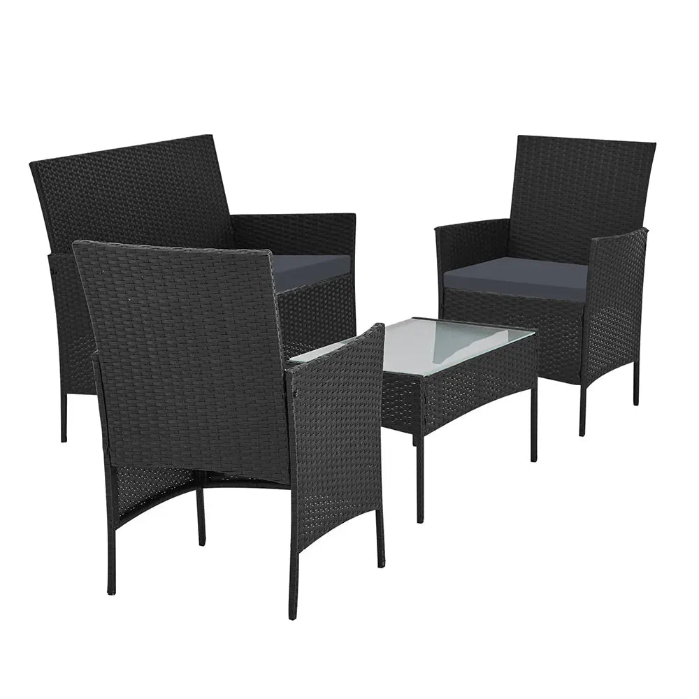 Gardeon Garden Furniture Outdoor Lounge Setting Wicker Sofa Patio Storage Cover Black Deals499