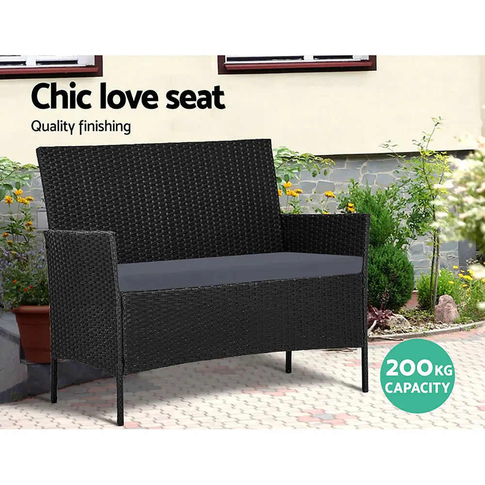 Gardeon Garden Furniture Outdoor Lounge Setting Wicker Sofa Patio Storage Cover Black Deals499