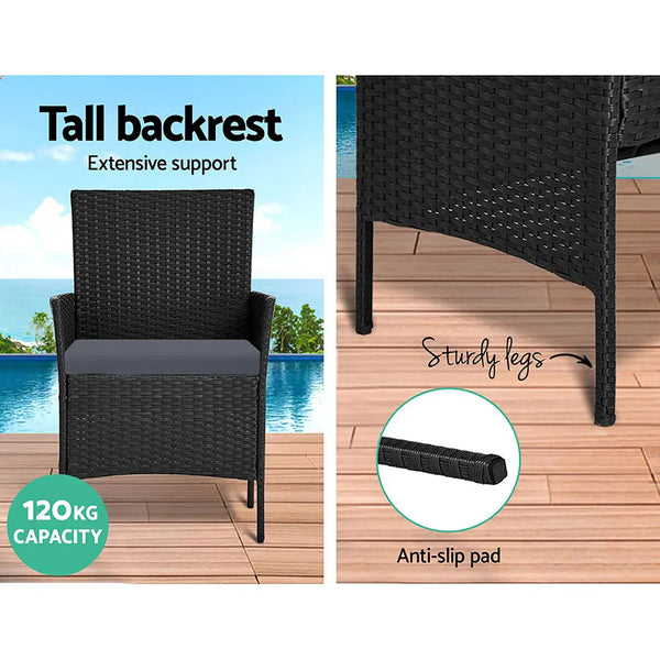 Gardeon Garden Furniture Outdoor Lounge Setting Wicker Sofa Patio Storage Cover Black Deals499