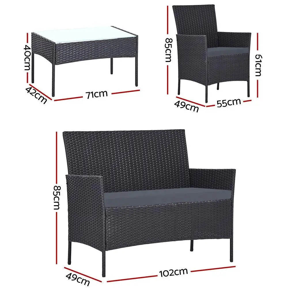 Gardeon Garden Furniture Outdoor Lounge Setting Wicker Sofa Patio Storage cover Grey Deals499