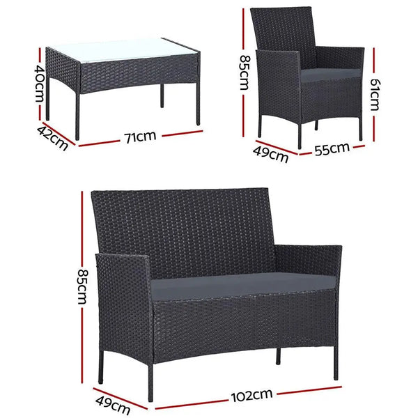 Gardeon Garden Furniture Outdoor Lounge Setting Wicker Sofa Patio Storage cover Grey Deals499