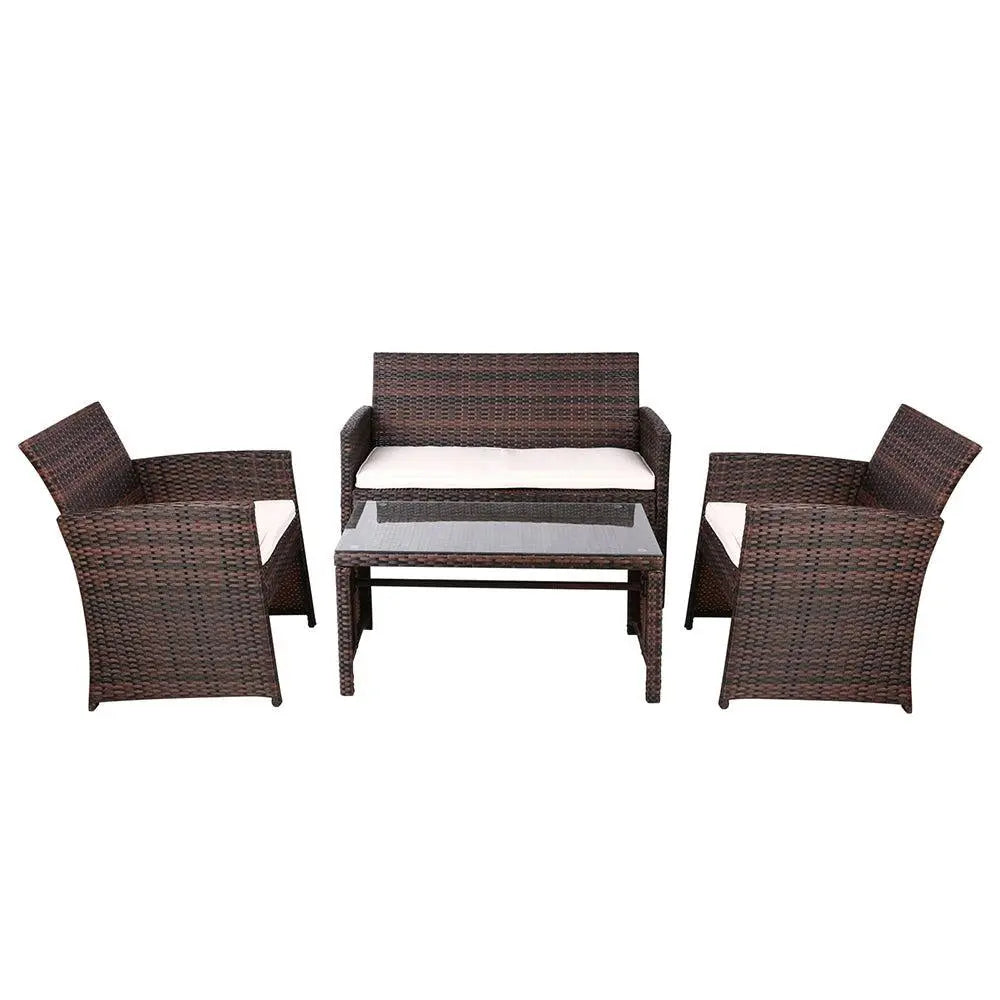 Gardeon Garden Furniture Outdoor Lounge Setting Wicker Sofa Set Storage Cover Brown Deals499