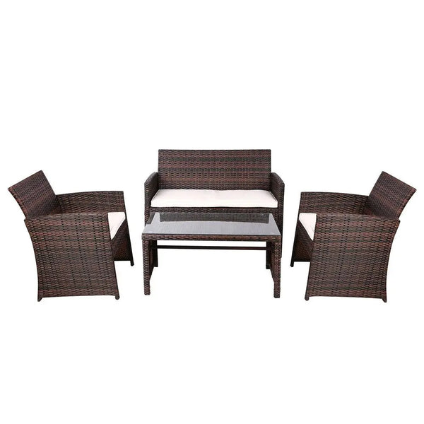Gardeon Garden Furniture Outdoor Lounge Setting Wicker Sofa Set Storage Cover Brown Deals499