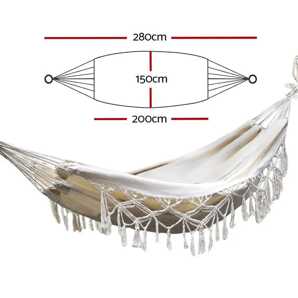 Gardeon Hanging Tassel Hammock Swing Bed Cream Deals499