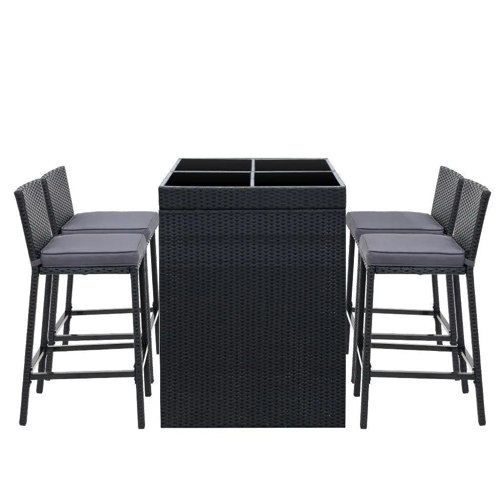 Gardeon Outdoor Bar Set Table Chairs Stools Rattan Patio Furniture 4 Seaters Deals499
