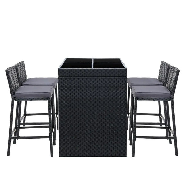 Gardeon Outdoor Bar Set Table Chairs Stools Rattan Patio Furniture 4 Seaters Deals499