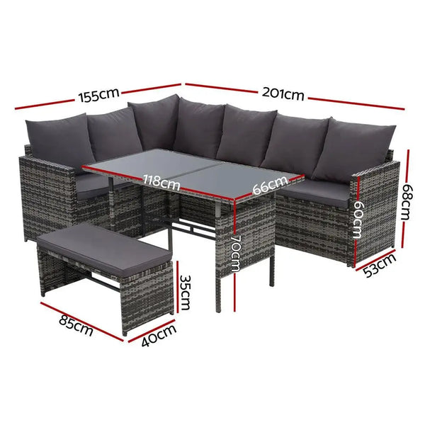 Gardeon Outdoor Furniture Dining Setting Sofa Set Wicker 8 Seater Storage Cover Mixed Grey Deals499
