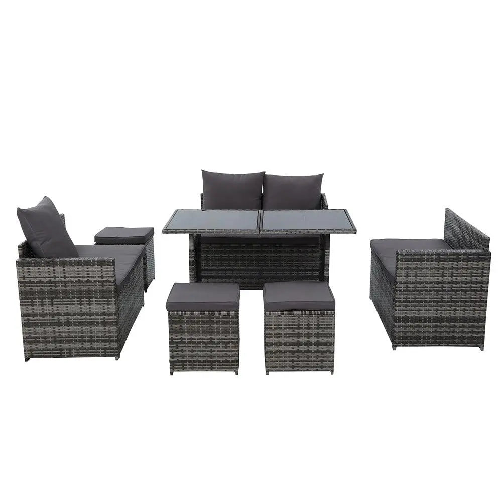 Gardeon Outdoor Furniture Dining Setting Sofa Set Wicker 9 Seater Storage Cover Mixed Grey Deals499