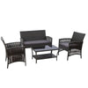 Gardeon Outdoor Furniture Set Wicker Cushion 4pc Dark Grey Deals499