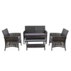Gardeon Outdoor Furniture Set Wicker Cushion 4pc Dark Grey Deals499