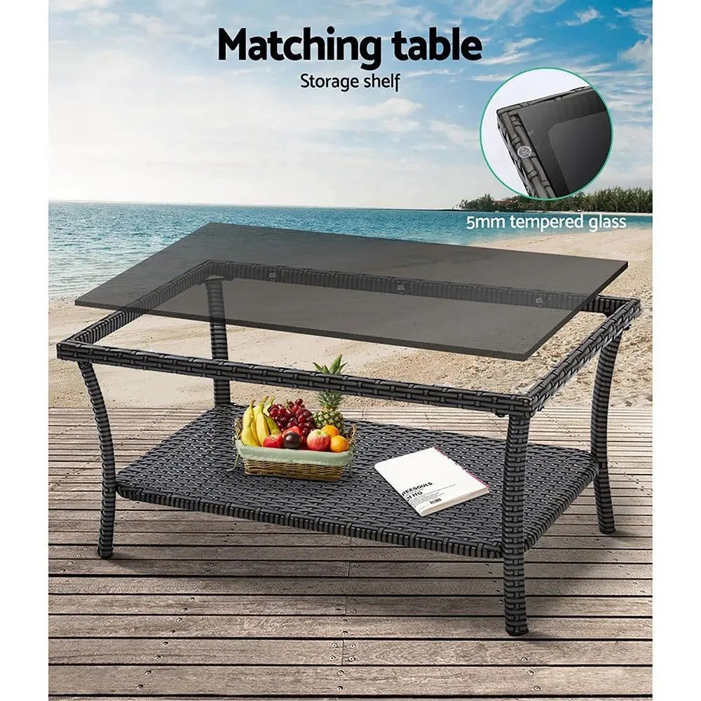 Gardeon Outdoor Furniture Set Wicker Cushion 4pc Dark Grey Deals499