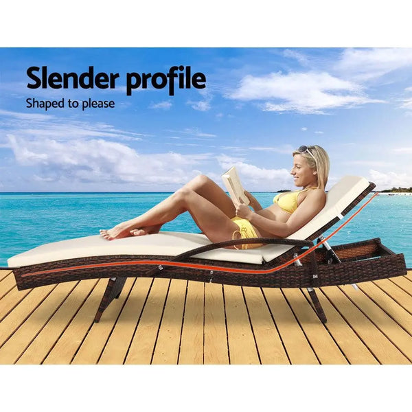 Gardeon Outdoor Sun Lounge - Brown Deals499