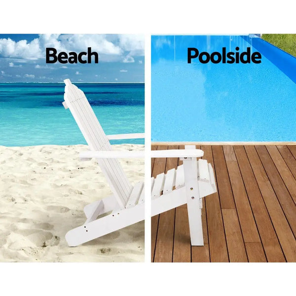 Gardeon Outdoor Sun Lounge Beach Chairs Table Setting Wooden Adirondack Patio Chair White Deals499