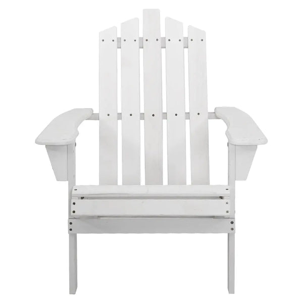 Gardeon Outdoor Sun Lounge Beach Chairs Table Setting Wooden Adirondack Patio - White Deals499