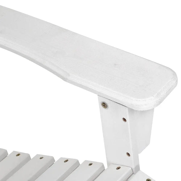 Gardeon Outdoor Sun Lounge Beach Chairs Table Setting Wooden Adirondack Patio - White Deals499