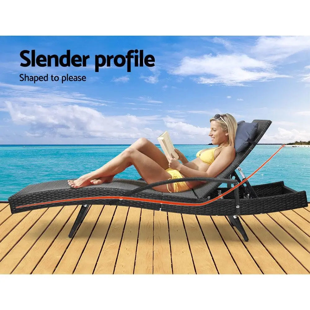 Gardeon Outdoor Sun Lounge Furniture Day Bed Wicker Pillow Sofa Set Deals499