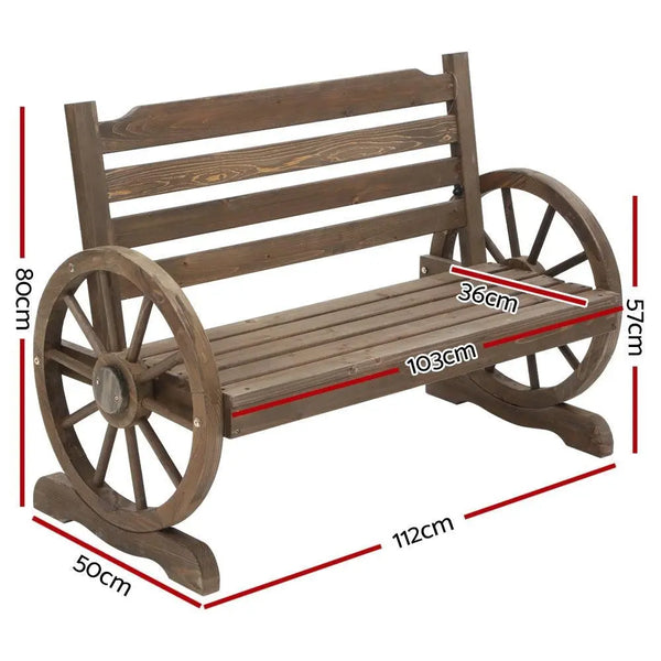 Gardeon Park Bench Wooden Wagon Chair Outdoor Garden Backyard Lounge Furniture Deals499