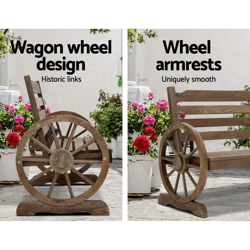 Gardeon Park Bench Wooden Wagon Chair Outdoor Garden Backyard Lounge Furniture Deals499