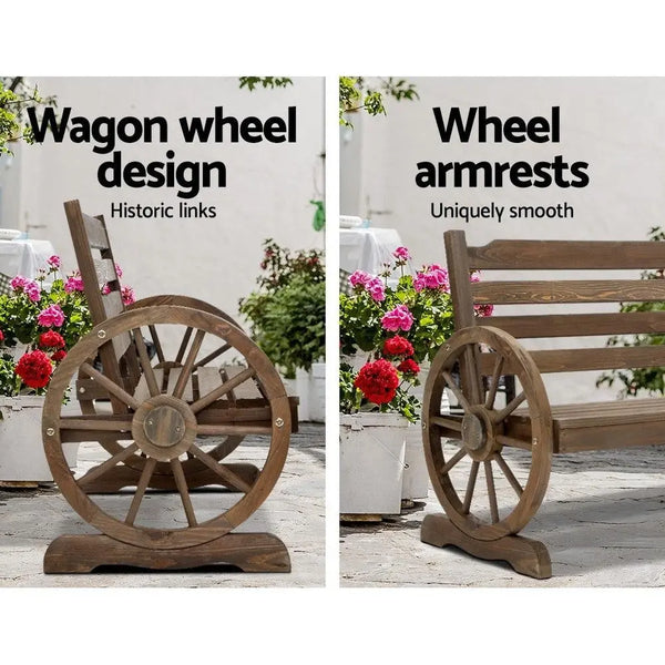 Gardeon Park Bench Wooden Wagon Chair Outdoor Garden Backyard Lounge Furniture Deals499